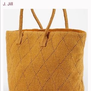 J JILL Sunflower Yellow Textured Tote Bag - Jute material